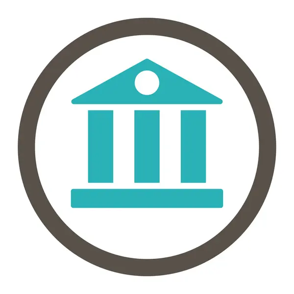 Bank flat grey and cyan colors rounded vector icon — Stok Vektör