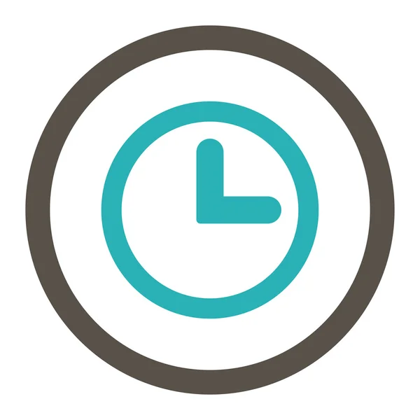 Uhr flache graue und cyanfarbene Farben abgerundetes Vektorsymbol — Stockvektor
