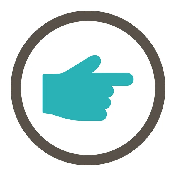 Index Finger flat grey and cyan colors rounded vector icon — Stock vektor