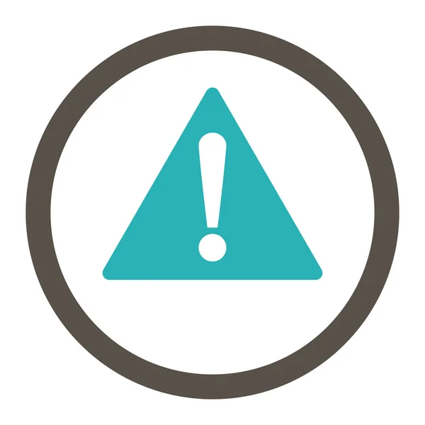 Warning flat grey and cyan colors rounded vector icon — Stock Vector