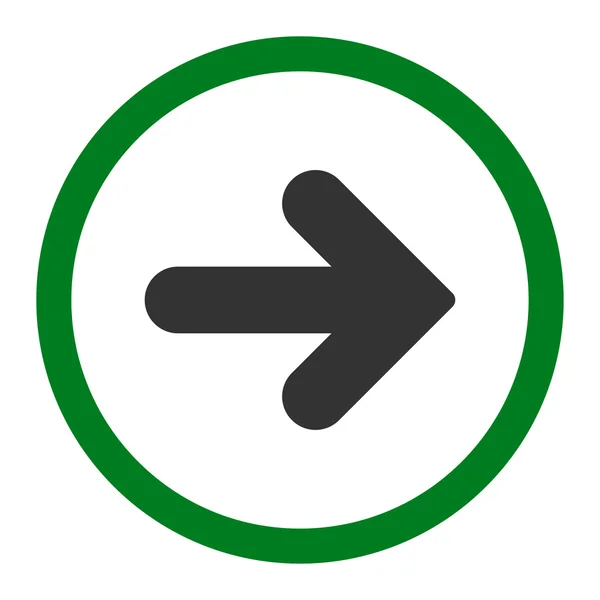 Flecha derecha plana verde y gris colores redondeados vector icono — Archivo Imágenes Vectoriales