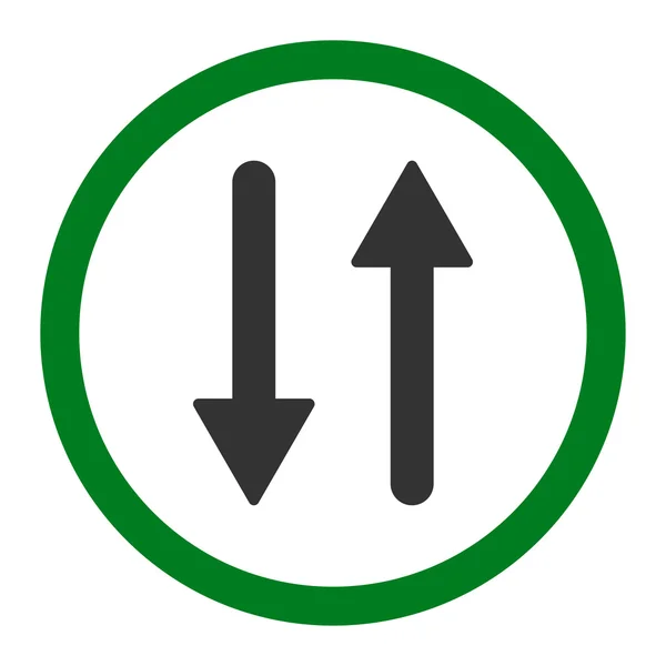 Flechas Intercambio Vertical plana verde y gris colores redondeados vector icono — Archivo Imágenes Vectoriales