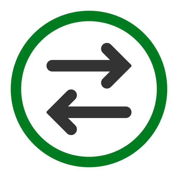 Capovolgere orizzontale piatta verde e grigio colori arrotondato icona vettoriale — Vettoriale Stock