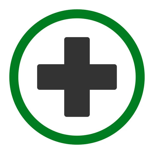 Plus plana verde y gris colores redondeados vector icono — Archivo Imágenes Vectoriales