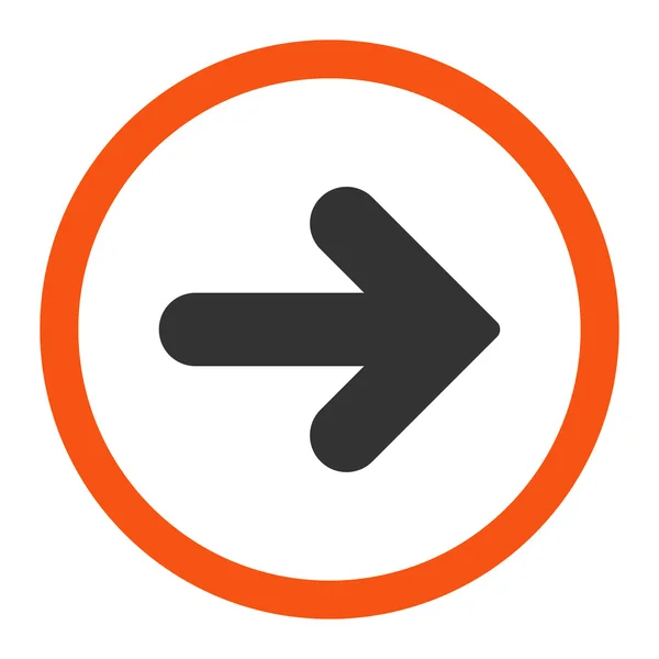 Freccia Destra piatta arancione e grigio colori arrotondato icona vettoriale — Vettoriale Stock