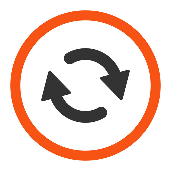 Refresh flat orange and gray colors rounded vector icon