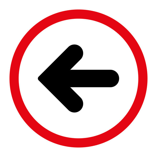 Arrow Left flat intensive red and black colors rounded vector icon