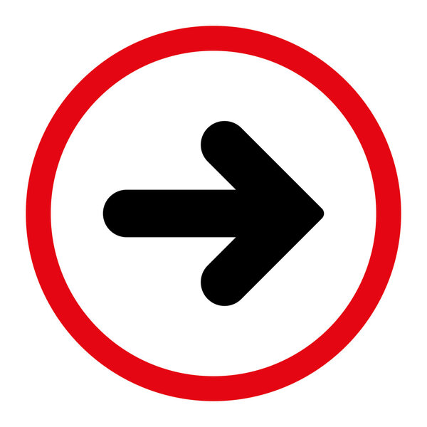 Arrow Right flat intensive red and black colors rounded vector icon