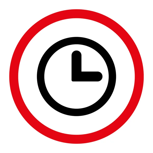 Reloj intensivo plano rojo y negro colores redondeados vector icono — Archivo Imágenes Vectoriales