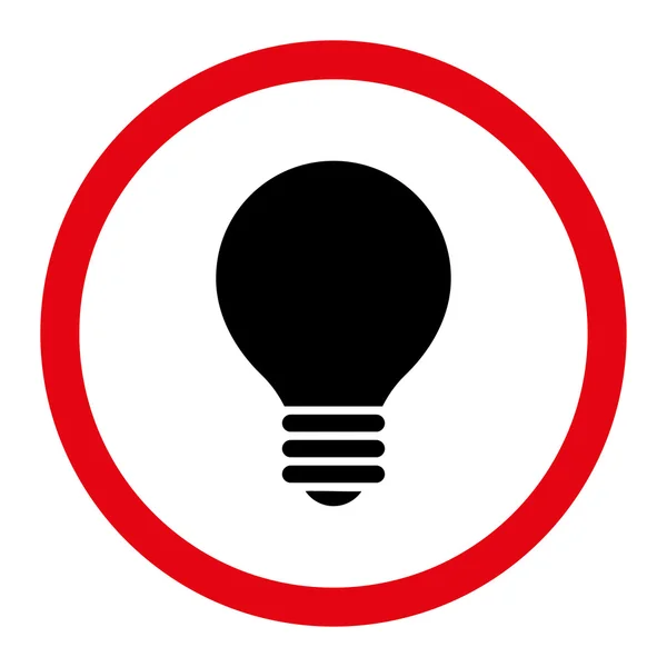 電気電球フラット集中赤と黒の丸みを帯びたベクトルアイコン — ストックベクタ