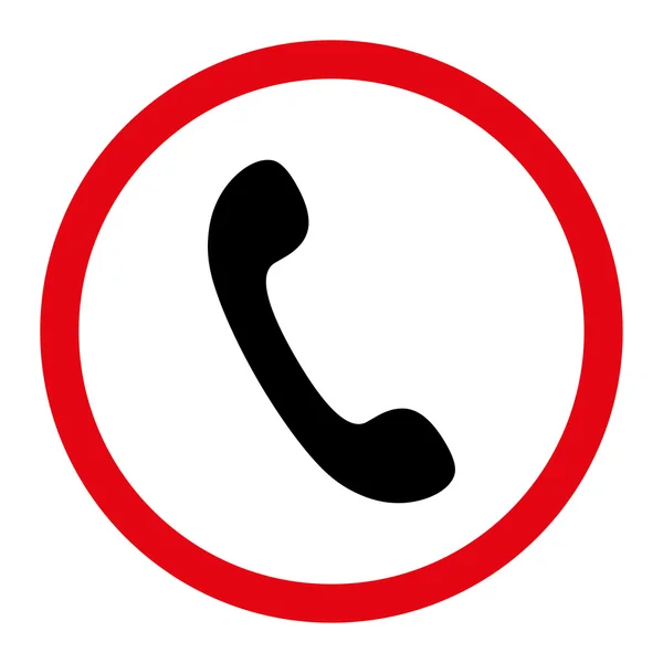 Telefone plana intensivo vermelho e preto cores arredondadas vetor ícone — Vetor de Stock