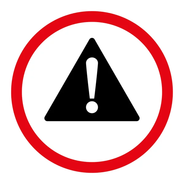 Warning flat intensive red and black colors rounded vector icon — Stock Vector