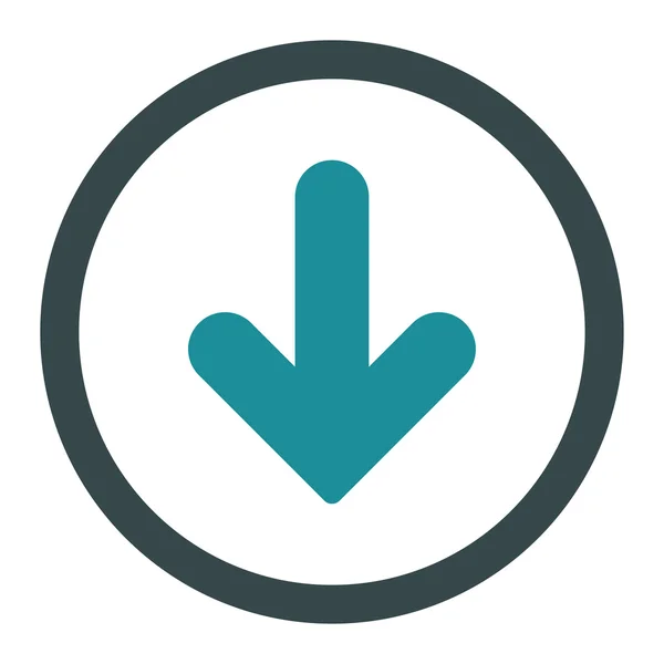 Arrow Down flat soft blue colors rounded vector icon — ストックベクタ