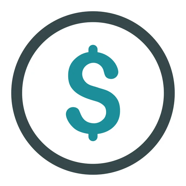 Dolar plana cores azuis suaves arredondado vetor ícone — Vetor de Stock