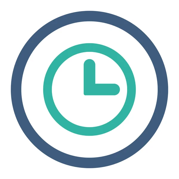 Reloj plano de cobalto y cian colores redondeados vector icono — Vector de stock