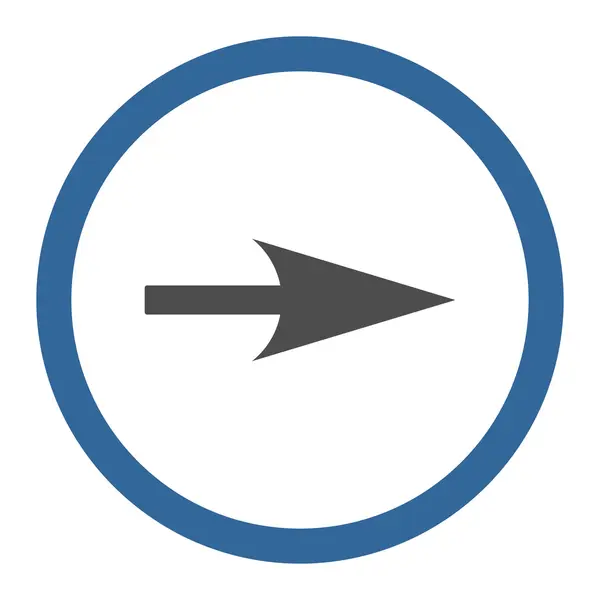 Arrow Axis X cobalto plano y colores grises redondeado icono de vector — Vector de stock