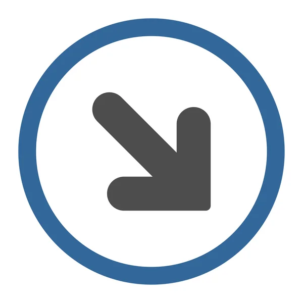 Arrow Down Right flat cobalt and gray colors rounded vector icon — 스톡 벡터