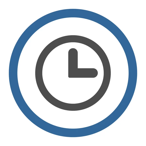 Horloge plat cobalt et gris couleurs arrondie icône vectorielle — Image vectorielle