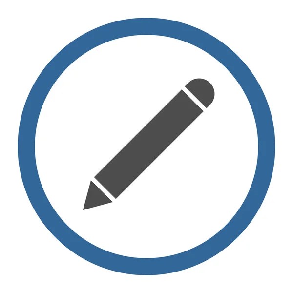 Ołówek płaski kobalt i szare kolory zaokrąglone wektor ikona — Wektor stockowy