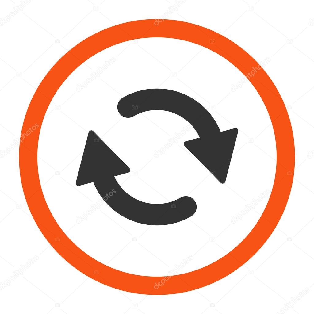 Refresh flat orange and gray colors rounded vector icon