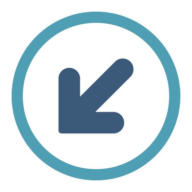 Arrow Down Left flat cyan and blue colors rounded vector icon