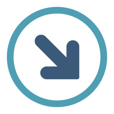 Arrow Down Right flat cyan and blue colors rounded vector icon