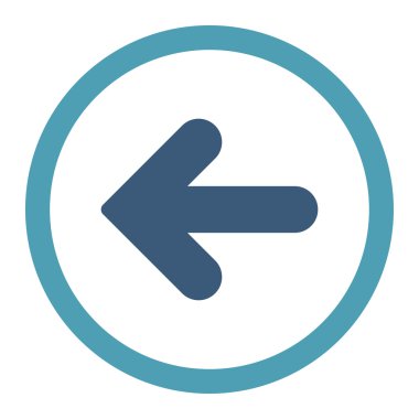 Sol düz cyan ve mavi renkler yuvarlak vektör simgesi