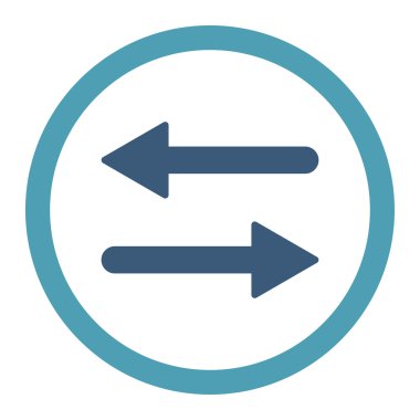 Arrows Exchange flat cyan and blue colors rounded vector icon