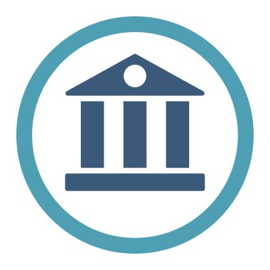 Bank flat cyan and blue colors rounded vector icon