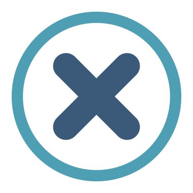 Düz cyan ve mavi renkli yuvarlak vektör simgesini iptal et