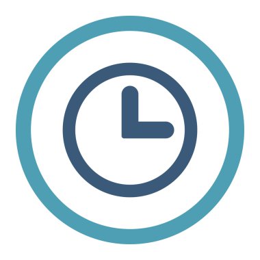 Clock flat cyan and blue colors rounded vector icon