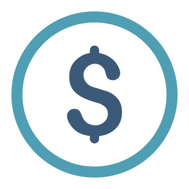 Dollar flat cyan and blue colors rounded vector icon