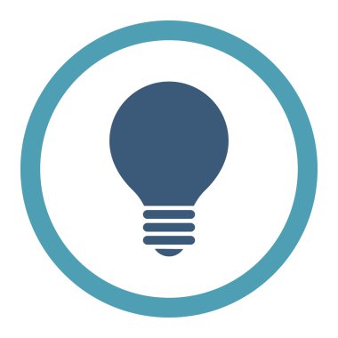 Elektrik ampulü düz cyan ve mavi renkler yuvarlak vektör simgesi