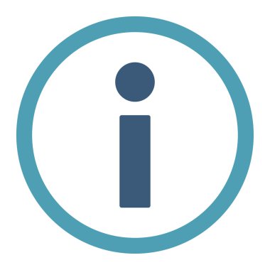 Bilgi düz cyan ve mavi renkler yuvarlak vektör simgesi