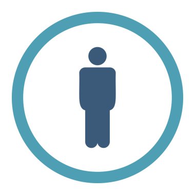 Man flat cyan and blue colors rounded vector icon