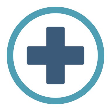 Plus flat cyan and blue colors rounded vector icon