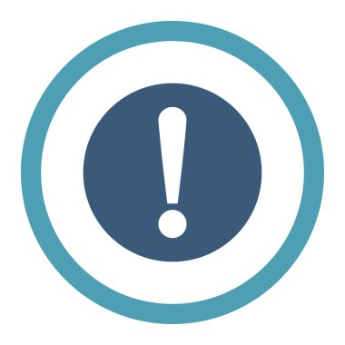 Problem düz cyan ve mavi renkler yuvarlak vektör simgesi