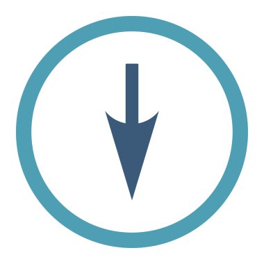 Sharp Down Arrow flat cyan and blue colors rounded vector icon