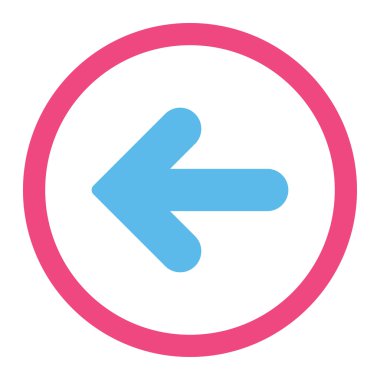 Arrow Left flat pink and blue colors rounded vector icon