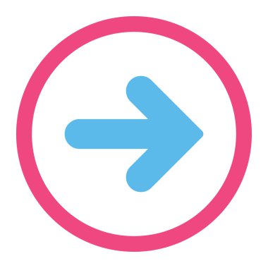 Arrow Right flat pink and blue colors rounded vector icon