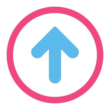 Arrow Up flat pink and blue colors rounded vector icon