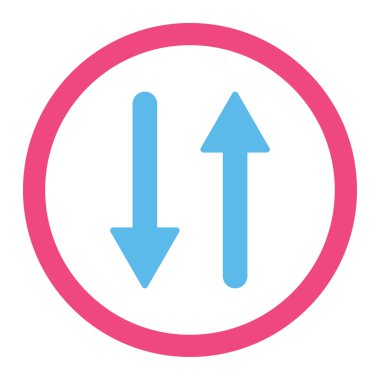 Arrows Exchange Vertical flat pink and blue colors rounded vector icon