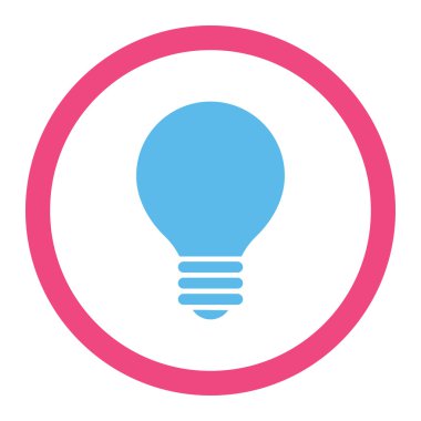 Electric Bulb flat pink and blue colors rounded vector icon
