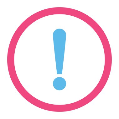 Exclamation Sign flat pink and blue colors rounded vector icon