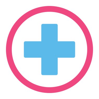 Plus flat pink and blue colors rounded vector icon