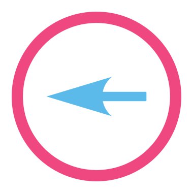 Sharp Left Arrow flat pink and blue colors rounded vector icon