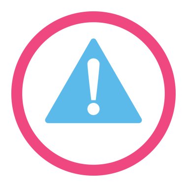 Düz pembe ve mavi renkli yuvarlak vektör simgesi uyarısı