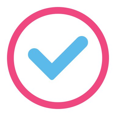 Yes flat pink and blue colors rounded vector icon