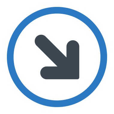 Arrow Down Right flat smooth blue colors rounded vector icon