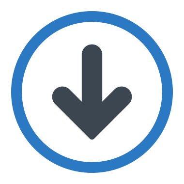 Arrow Down flat smooth blue colors rounded vector icon
